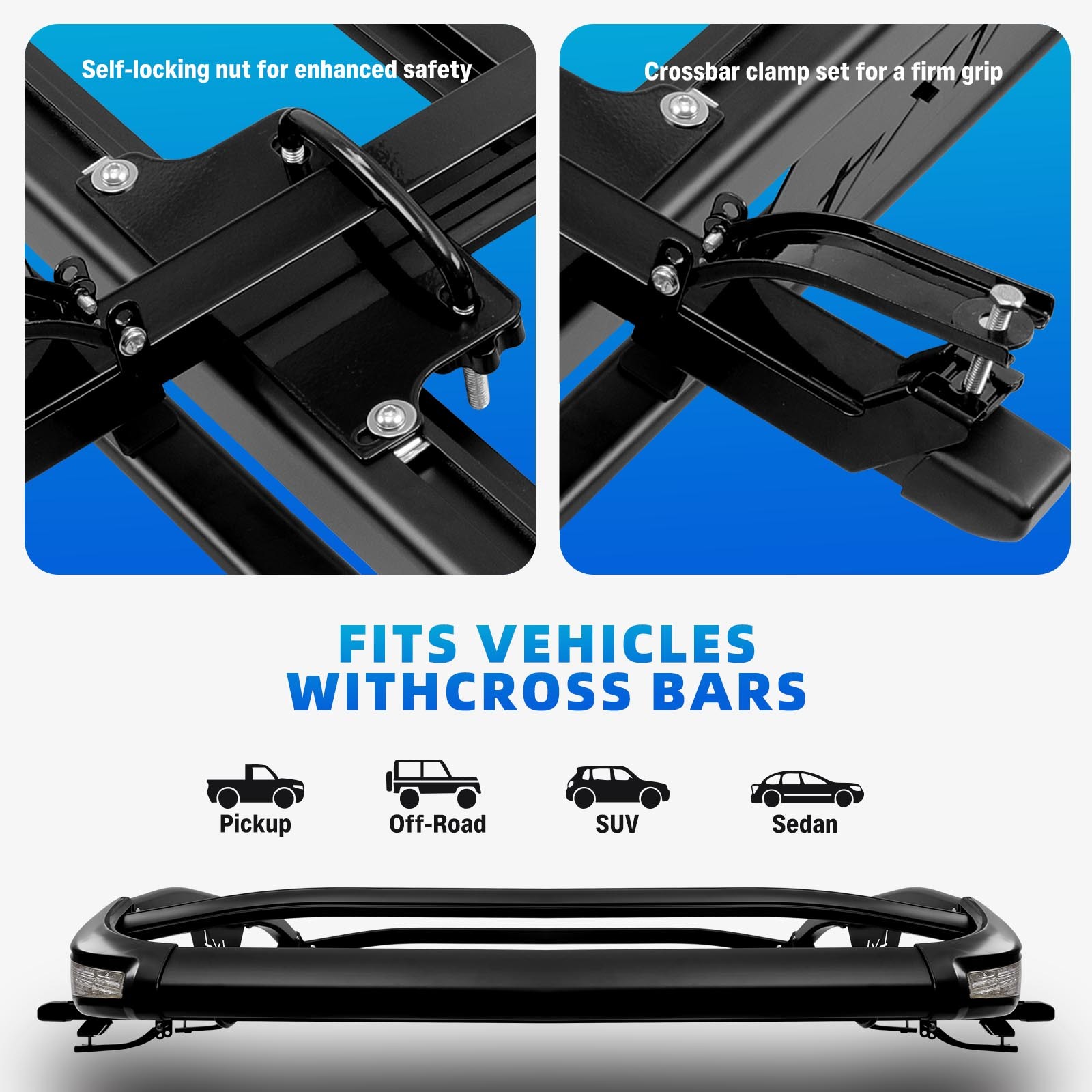 For Ford Escape Aluminum Top Roof Rack Cargo Carrier Basket Holder w/ LED Lights