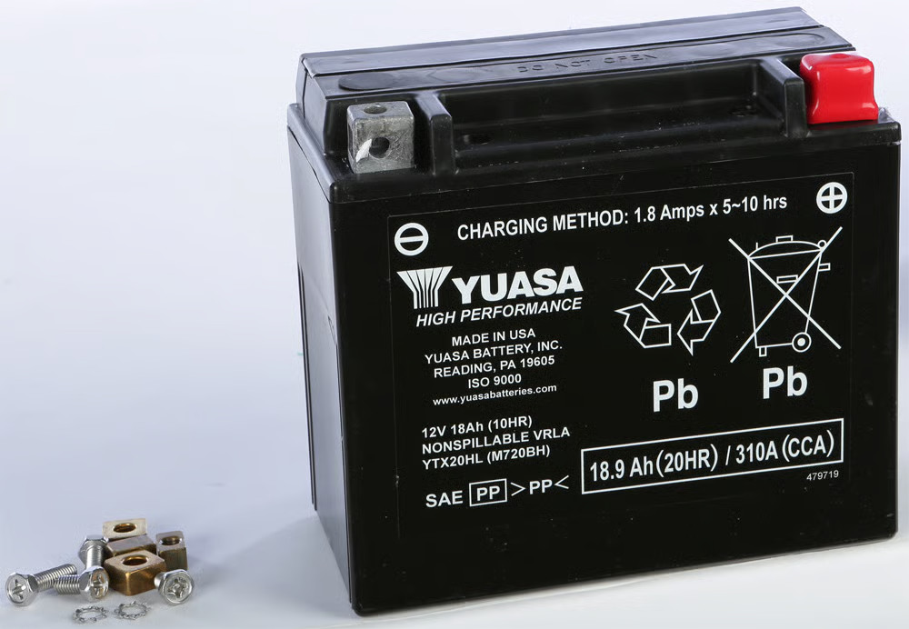 Yuasa Factory Activated Maintenance Free Battery - YTX20HL Motorcycle YUAM720BH