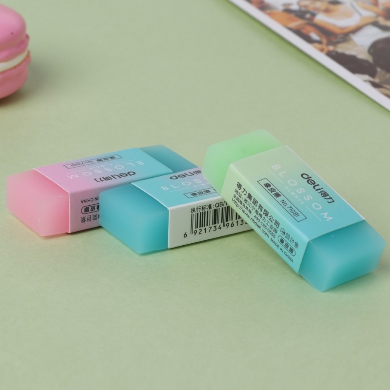 Soft Durable Flexible Cube Cute Colored Pencil Rubber Erasers For School Kids