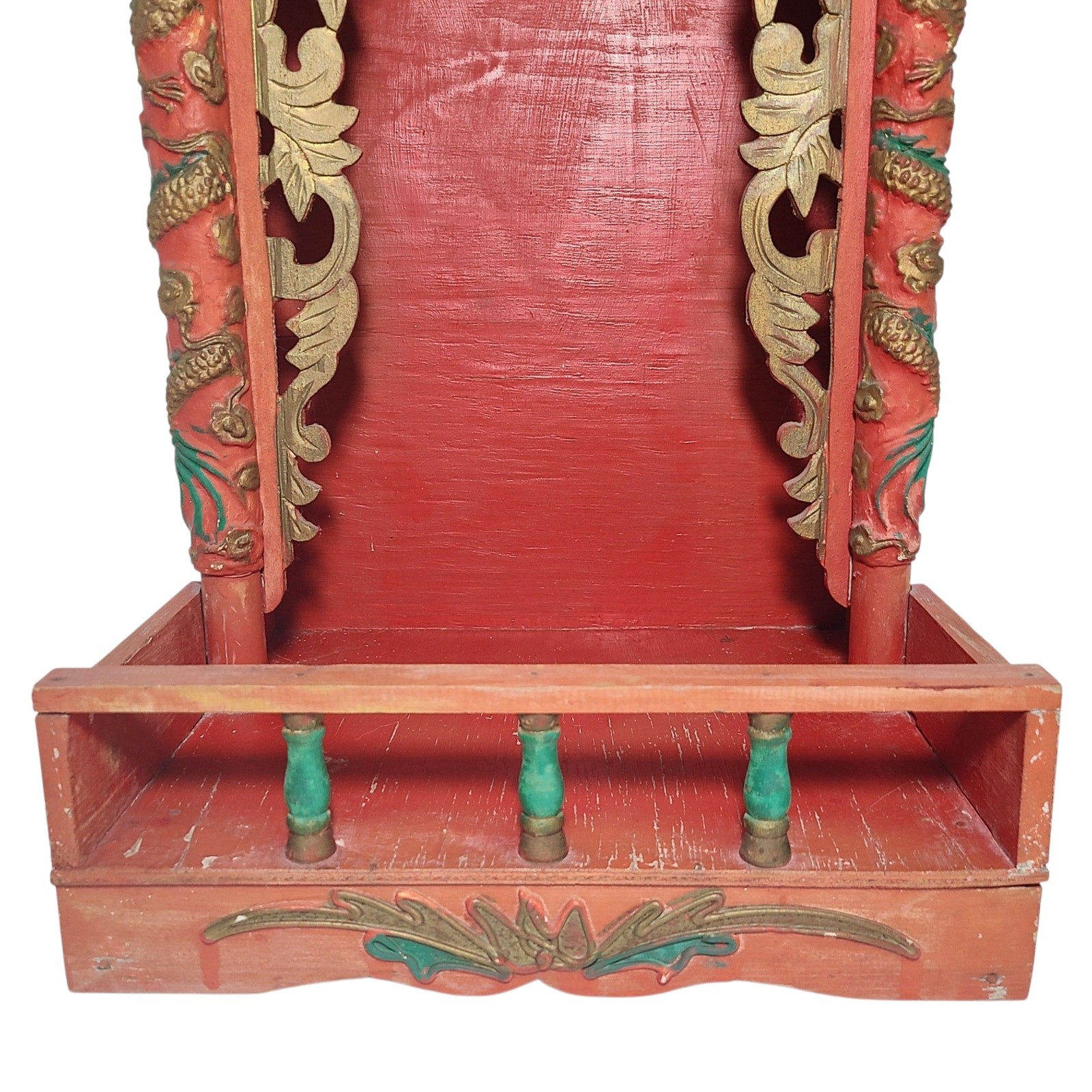 Vtg Asian Shrine Alter Box Spiritual Temple Oriental Handcrafted Wooden Buddhist