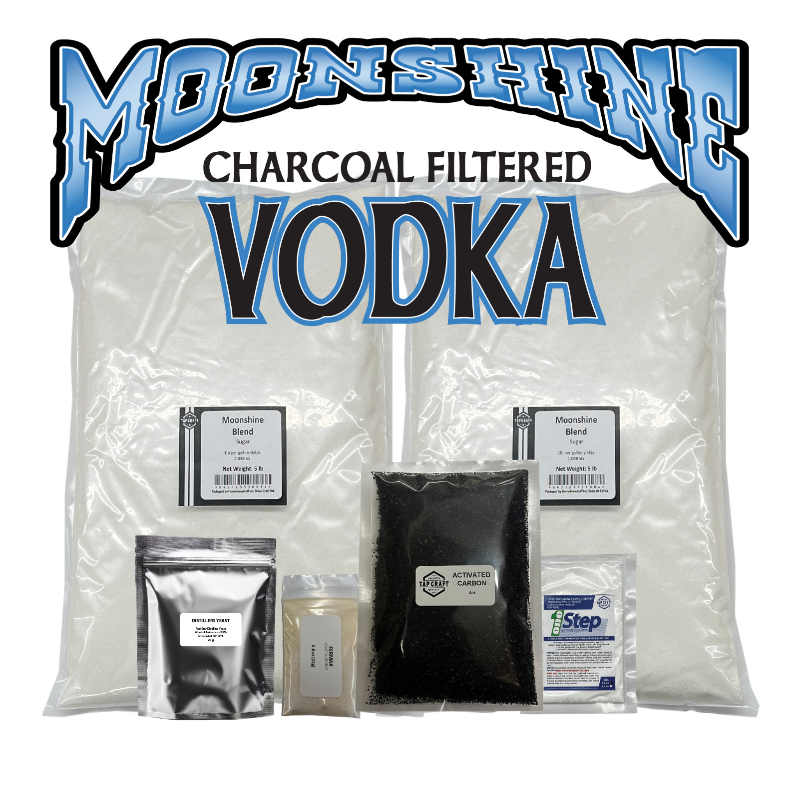TAPCRAFT Moonshine Vodka Recipe ingredient Kit Home Distilling 5 gal Sugar Wash
