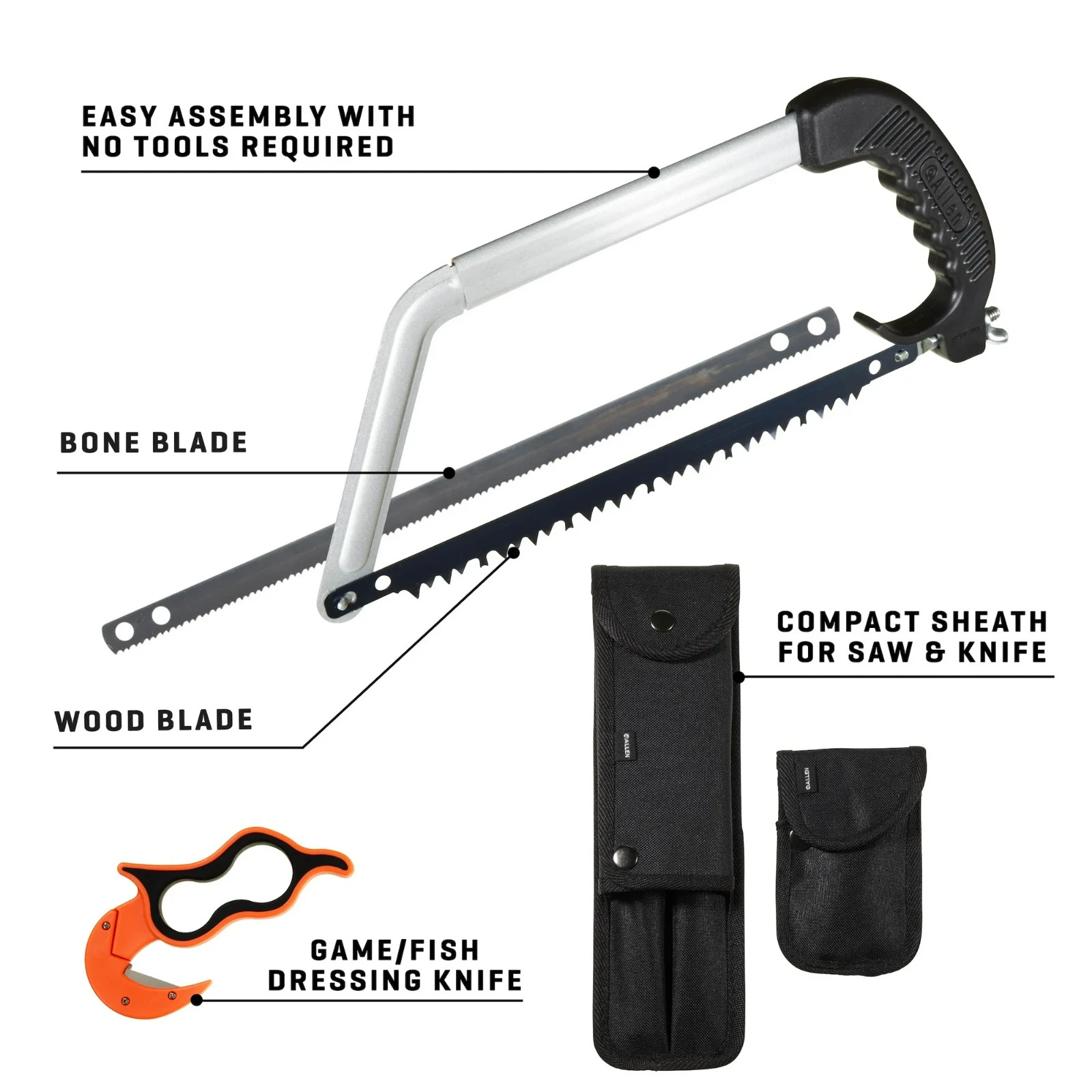 Allen® High Mesa Knife Saw Combo 18788A Field Dressing Butchering Nylon Sheath