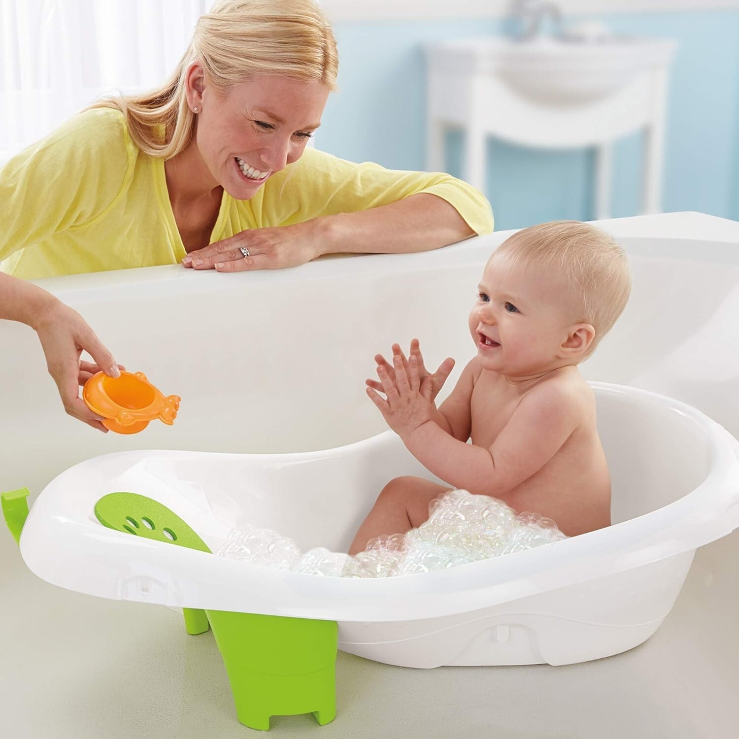 Fisher-Price Baby to Toddler Bath 4-in-1 Slingn Seat Tub 2 Toys Green
