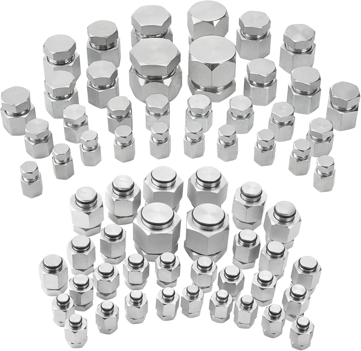 144Pcs 37° JIC & ORFS Hydraulic Cap and Plug Kit Hose Tube and Pipe Fitting Set