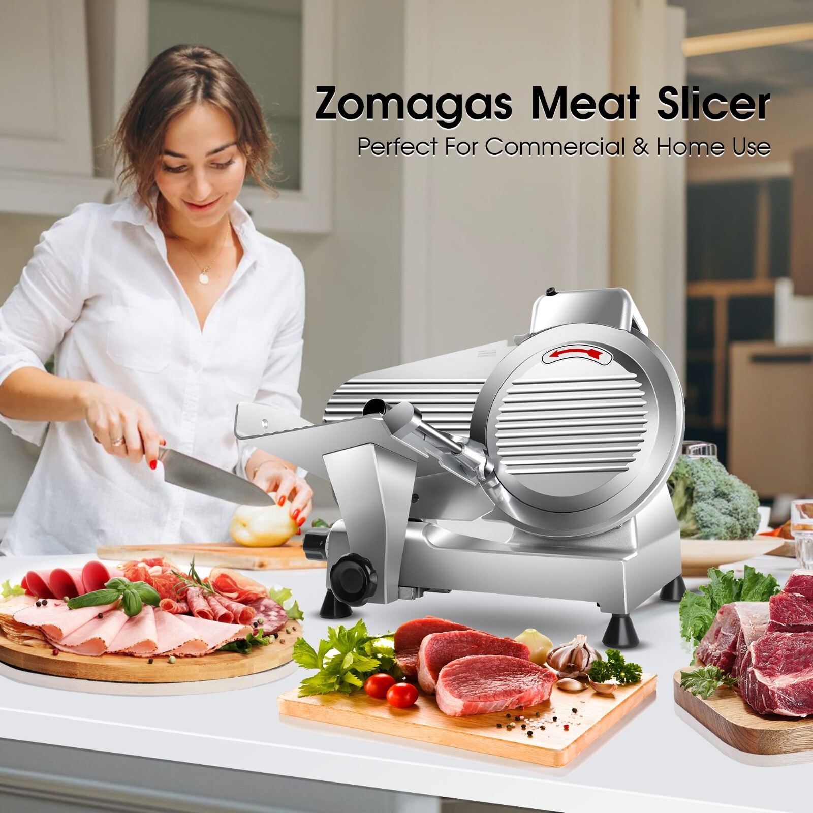 10inch Commercial Meat Slicer 240W Electric Frozen Meat Cheese Food Slicer New