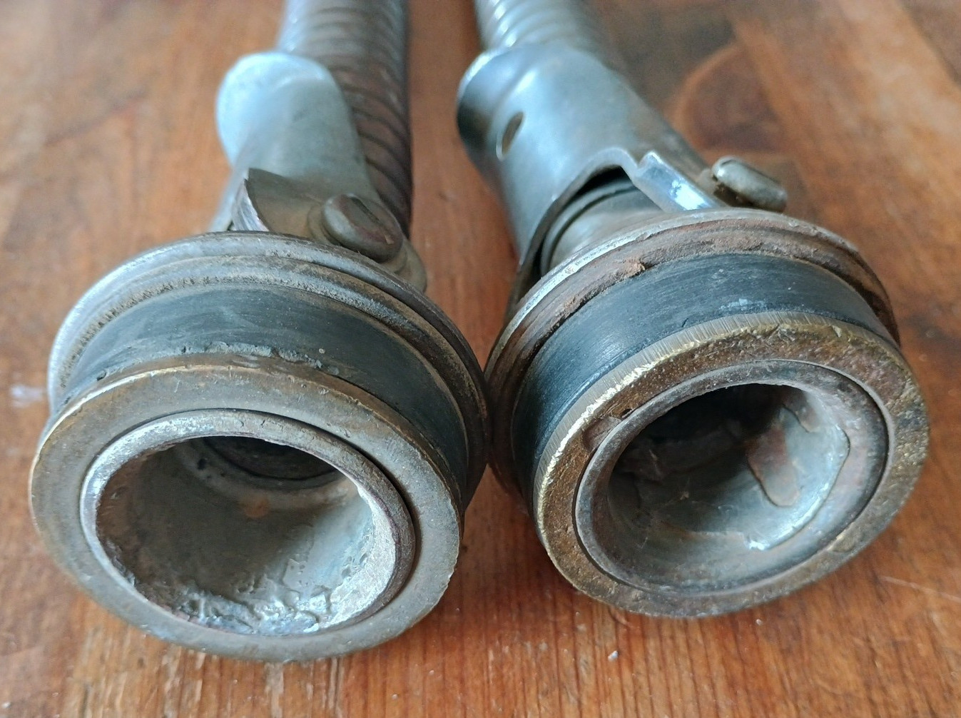 Lot of 2 Vintage Jerry Gas Can Flex Nozzle Spout w/ Screen Cap US Military Clamp