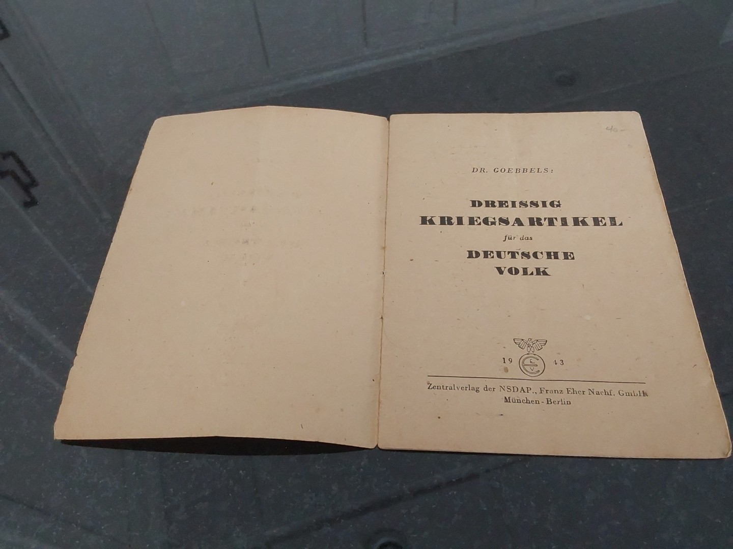 WWII 1943 Dr. Goebbels 30 War Articles for the German Folk Third Reich Booklet