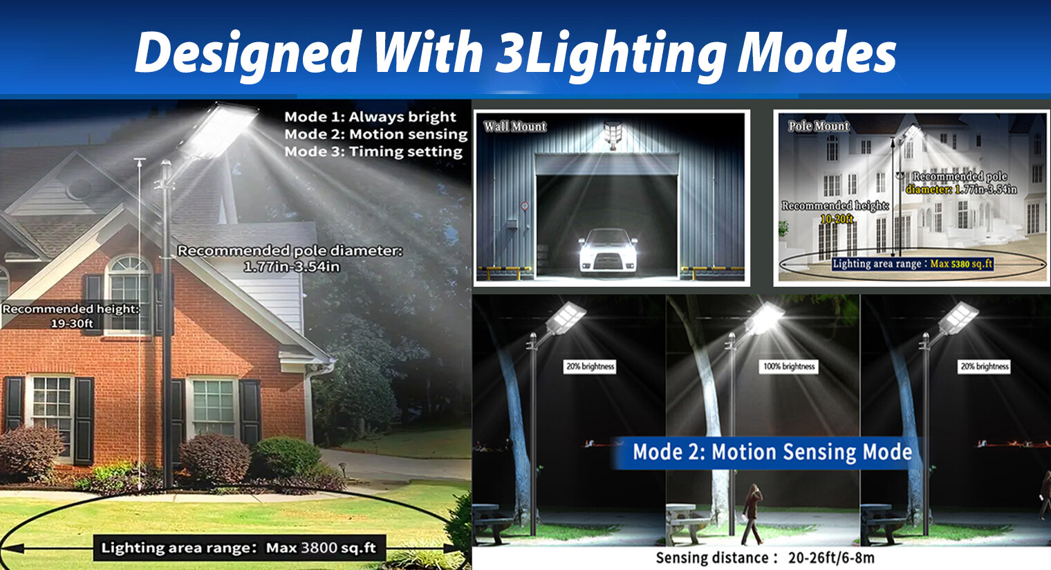 9900000000LM Commercial Solar Street Lights Outdoor Dusk to Dawn Super Bright