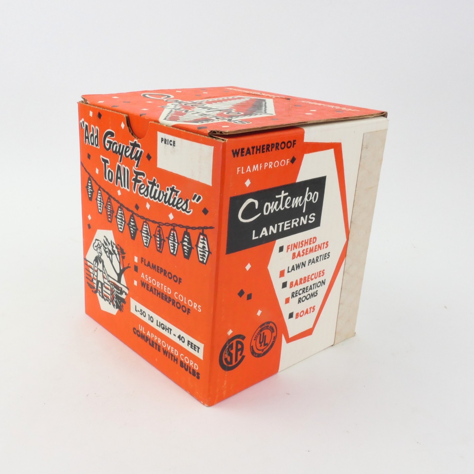 vintage mid century plastic patio lantern tiki string lights new in original box