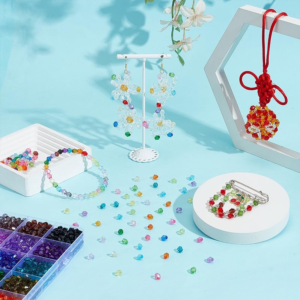 2160PCS Crystal Bicone Beads 24 Colors Faceted Beads for Jewelry Making