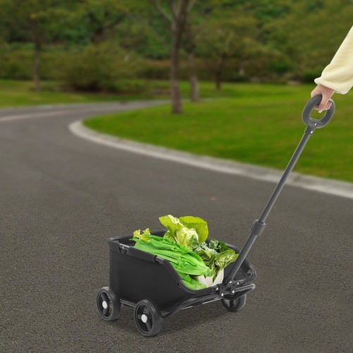 Black Dog Stroller Freestanding Folding Dog Cart Pet Stroller for Travelling