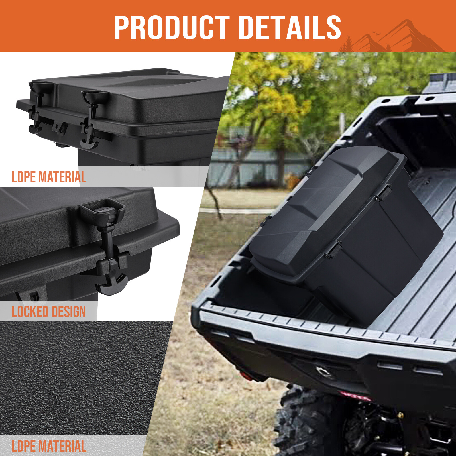 Cargo Storage Bed Box For Can Am Defender HD5/ HD8/ HD10 MAX Commander 2016-2023