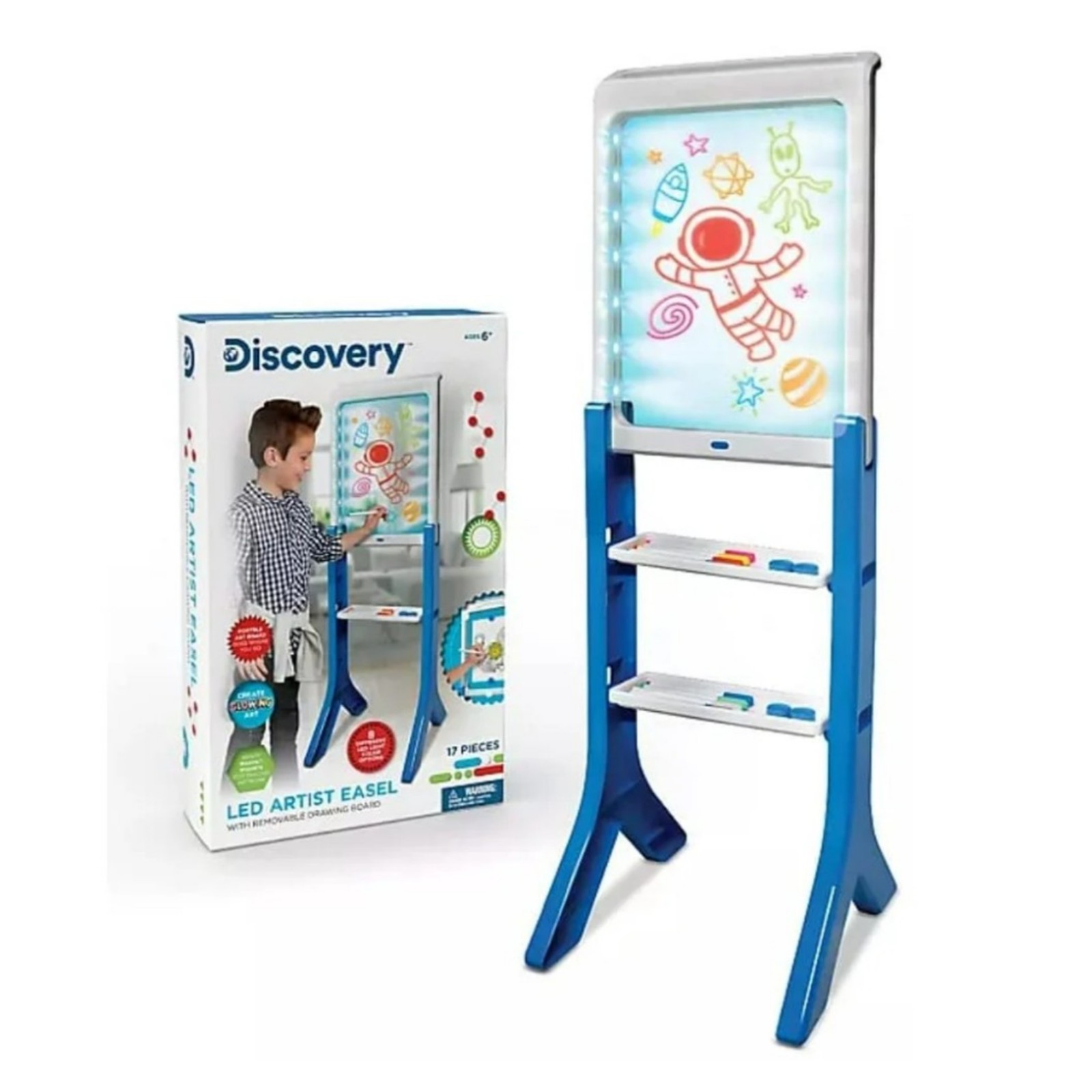 Discovery LED Artist Easel Removable Glow-in-The-Dark Portable Tablet Art Board