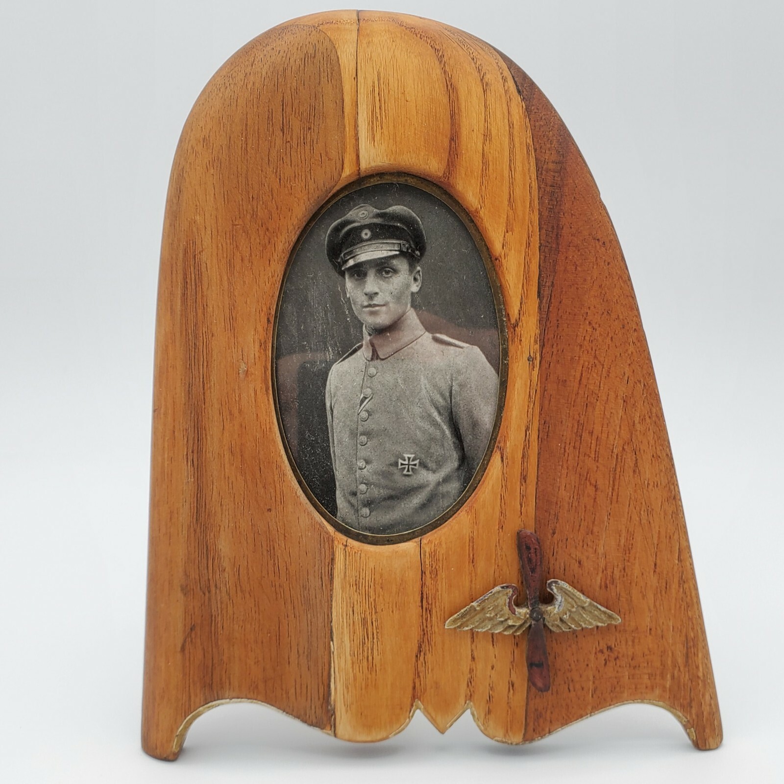 Original WWI German Aviator Frame Propeller Wood Flying Corps Wings Photo Pilot