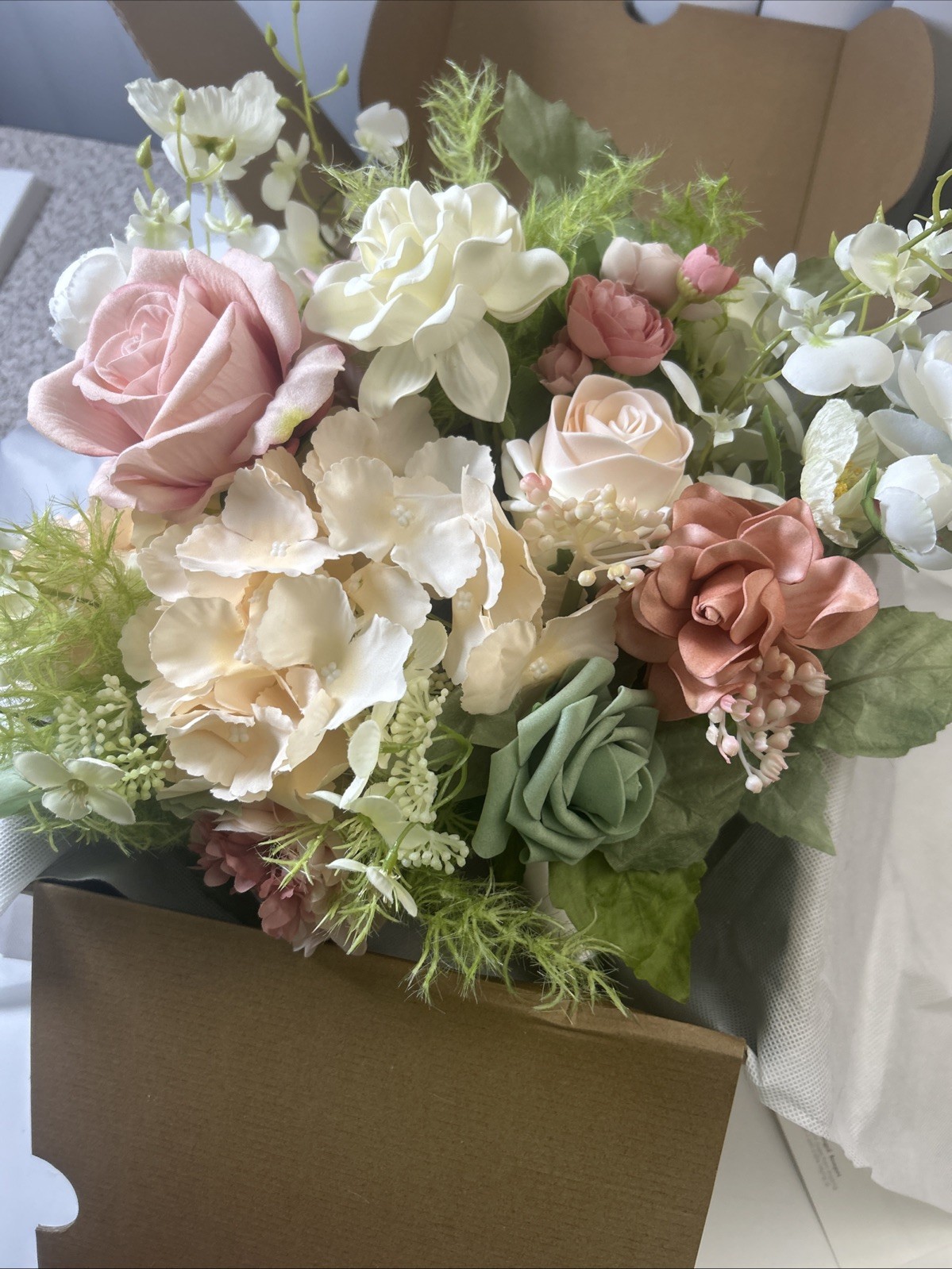 Ling's moment Coral Pink Wedding Bouquets for Bride, Blush Garden Bridal 13”