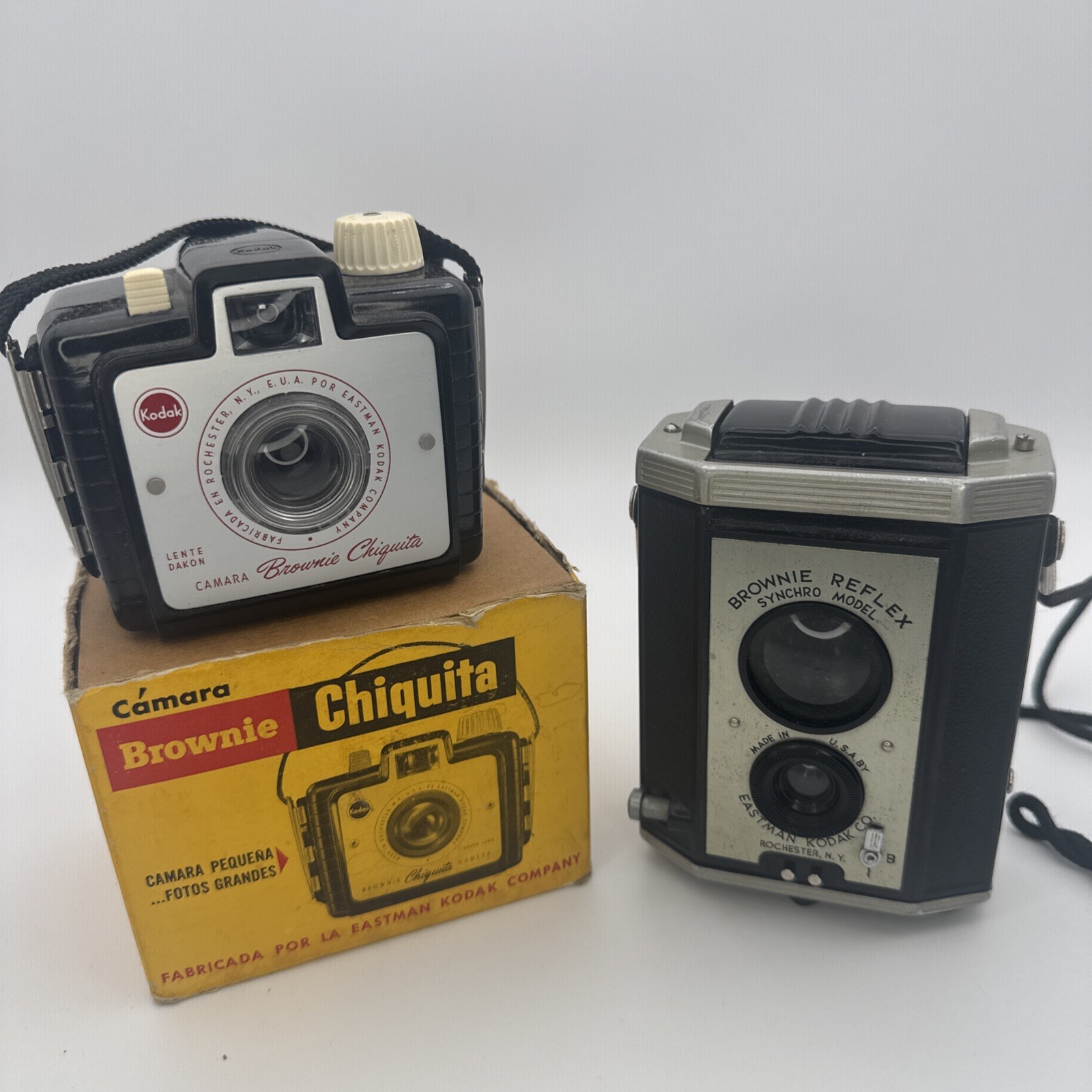 Kodak Brownie Reflex Synchro Model + Chiquita Camera - Untested