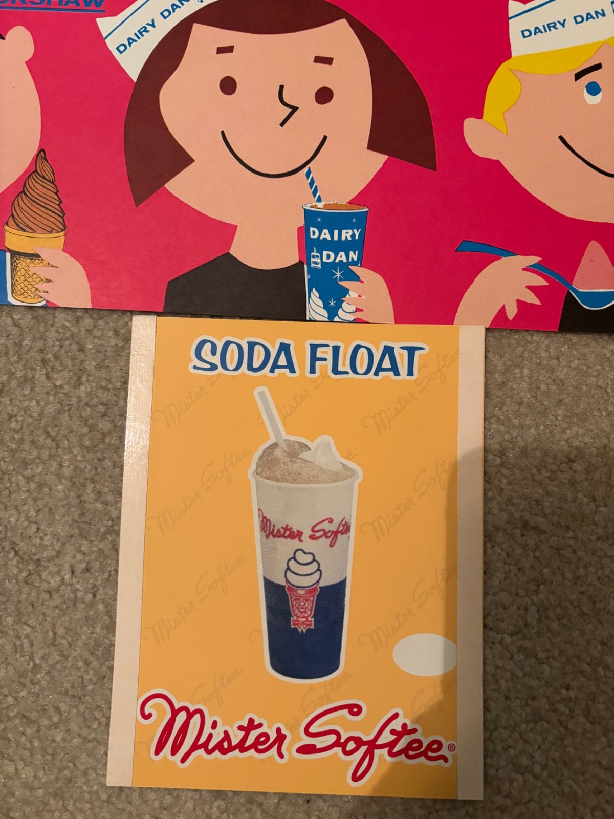 Dairy Dan & Mr. Softee Signs: Dairy Dan Lucky Cap Day & Mr. softee Window Signs