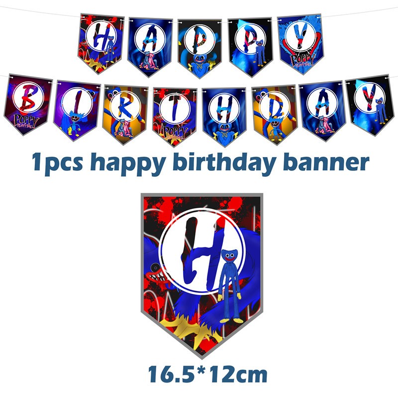 Poppy Playtime Huggy Wuggy Birthday Party Decorations Banner Balloon Cake Topper