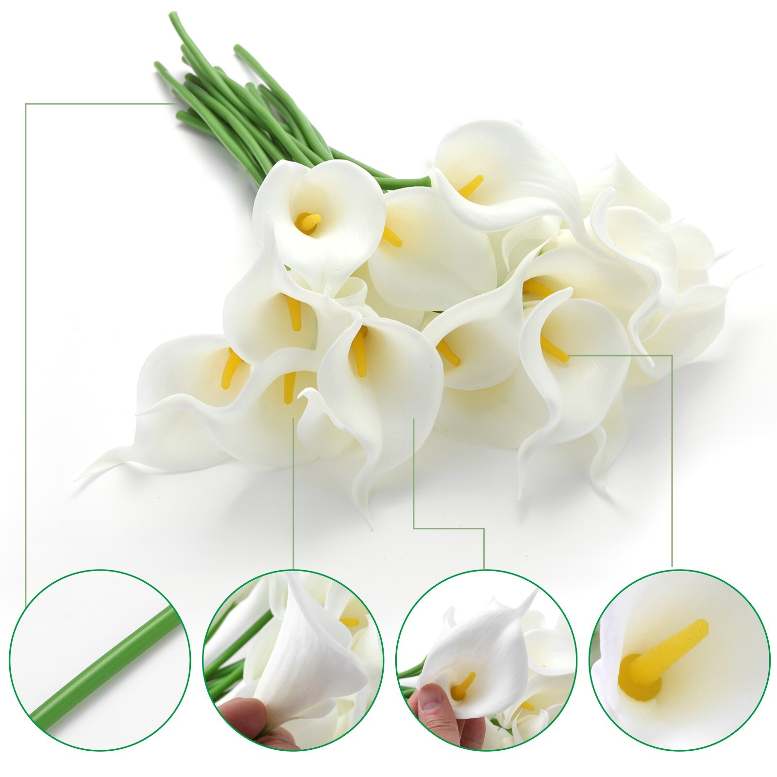 EZFLOWERY 20 Artificial Calla Lily Flowers Real Touch Latex Arrangement Bouquet