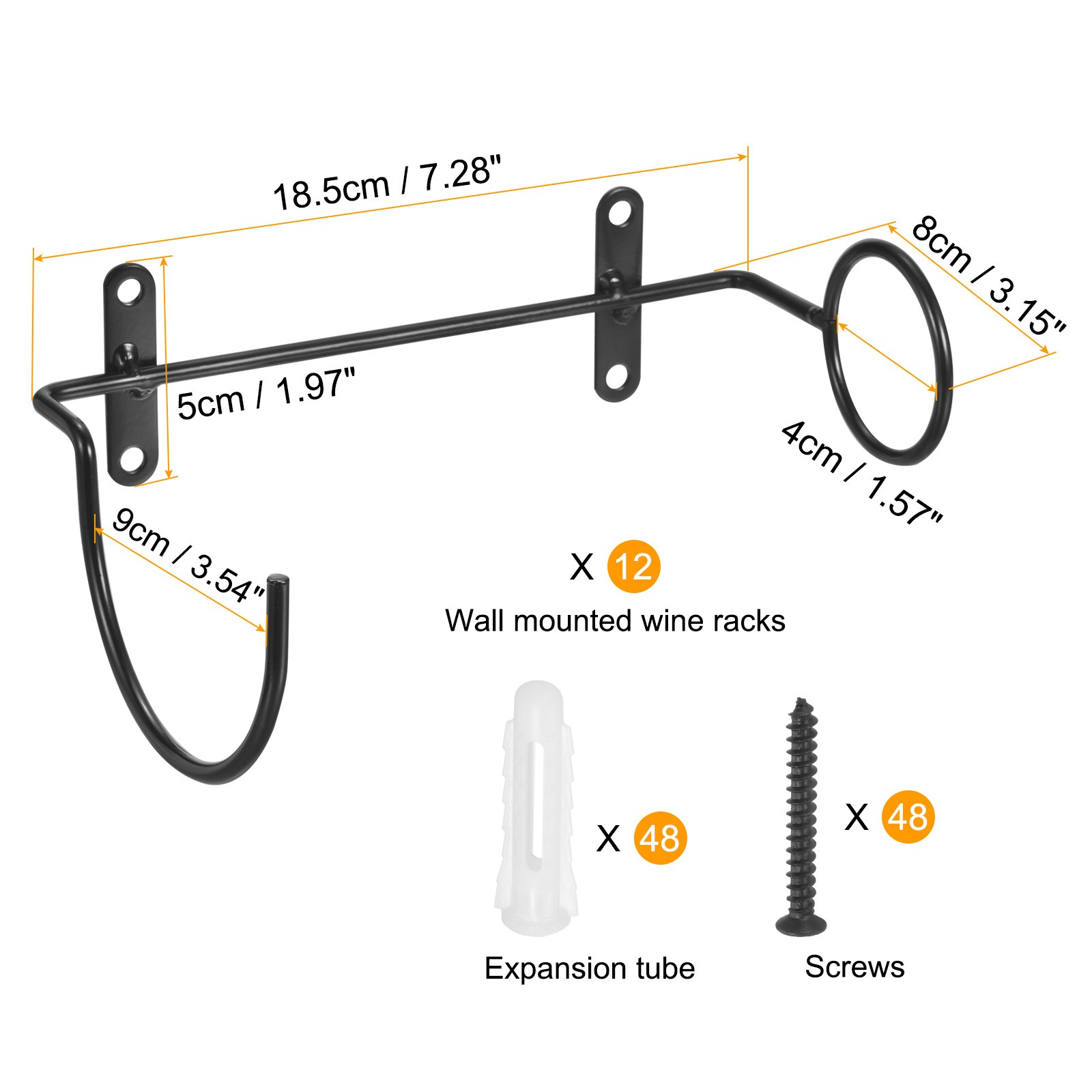 12Pcs Spiral Wine Wall Holder For Home Kitchen Bar Wall Decor Black Right