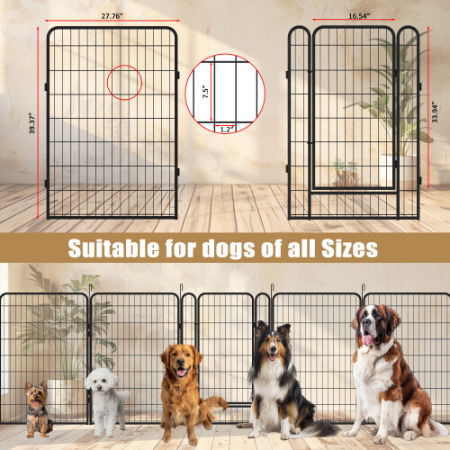 Heavy Duty Metal Playpen Dog Fence Pet Exercise Pen w/door for Outdoor & Indoor