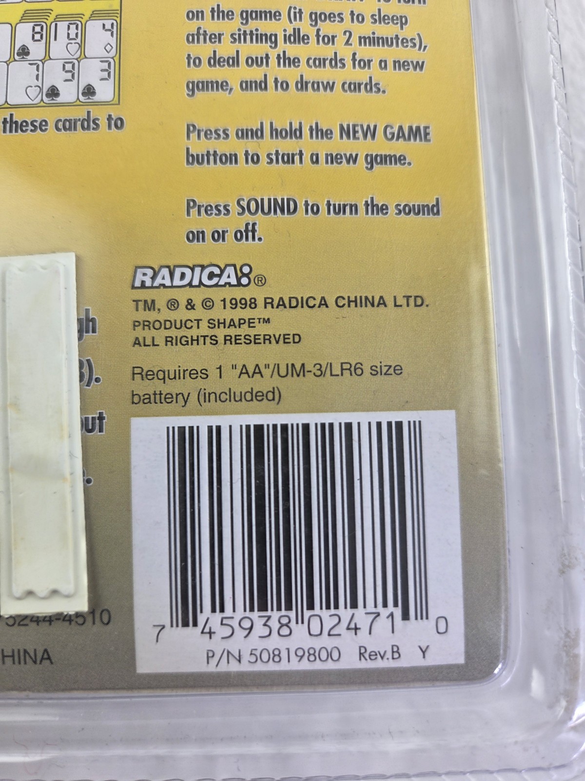 Radica Pocket Solitaire Electronic Handheld Game 2-in-1 Klondike Vegas 1998 New