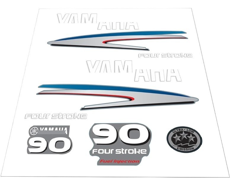 Yamaha 90 HP 2/4-Stroke Outboards Decals Sticker Kit Top Cowl Cove Reproduction