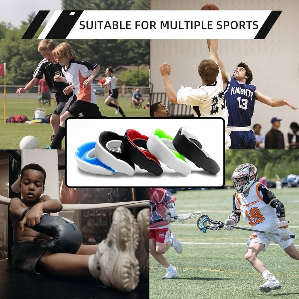 5 Pack Kids Youth Mouth Guard for Sports with Case For Child Teen Sports 7- 14 Y