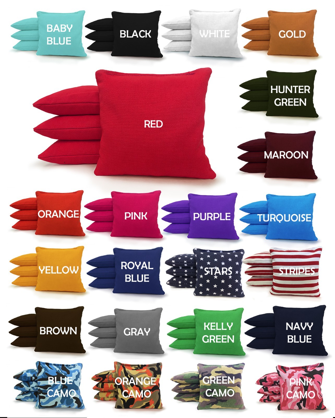 8 All Weather Regulation Cornhole Bags - 23 Colors -High Quality - Resin Filled