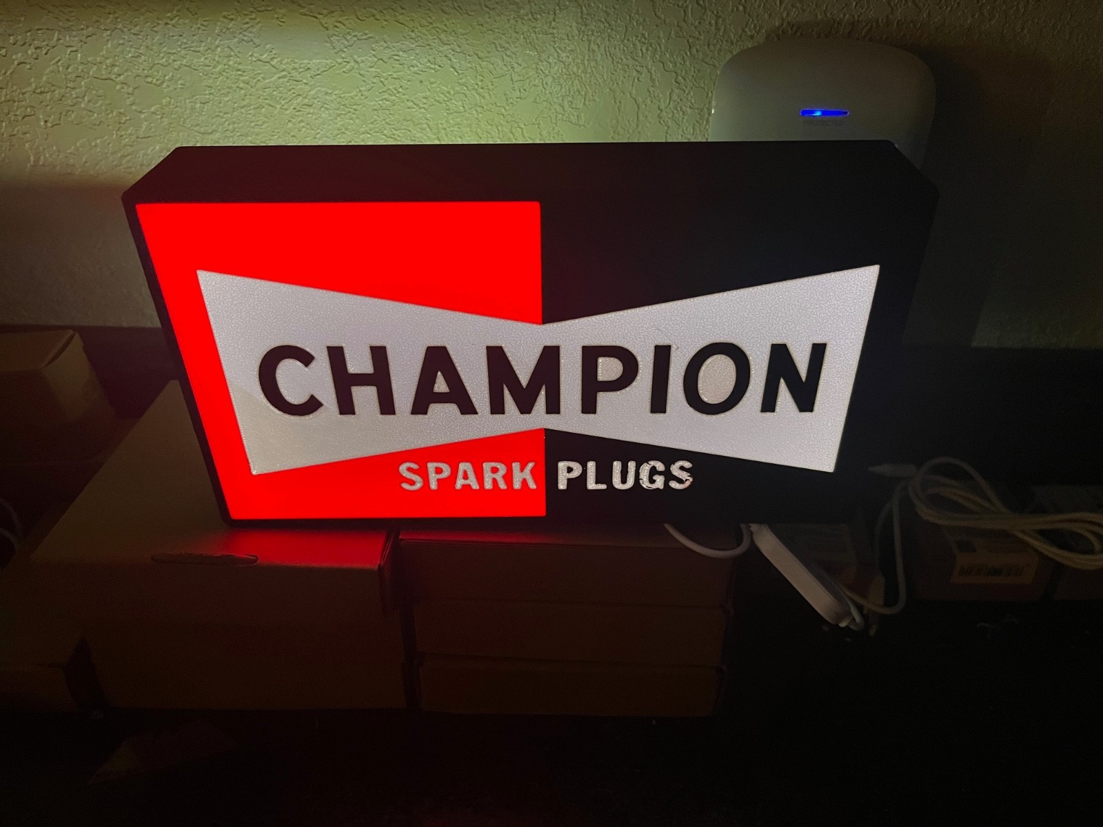 Champion Spark Plugs LED Light Sign Garage Wall Decor Automotive Man Cave