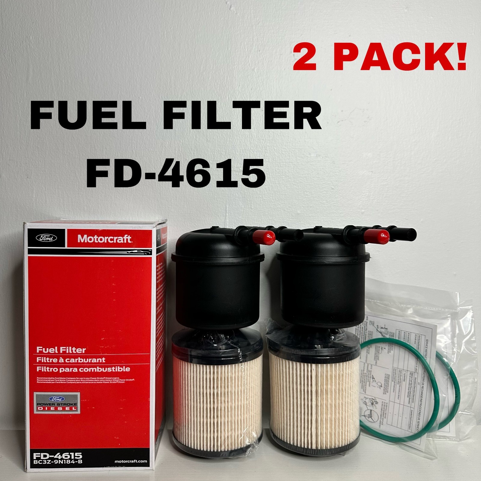 2 Pack Genuine Motorcraft FD4615 Diesel Fuel Filter Ford F-250 Super F-350 6.7L