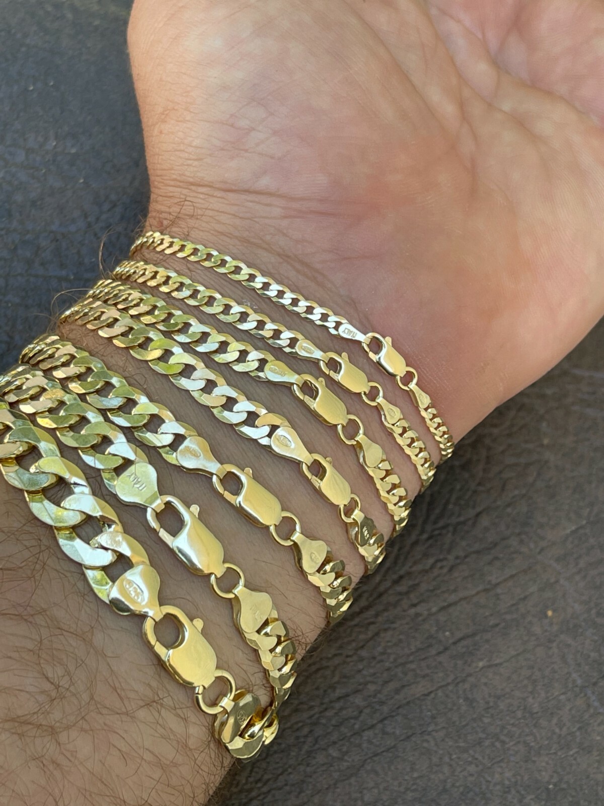 14k Gold Plated 925 Sterling Silver Flat Cuban Bracelet