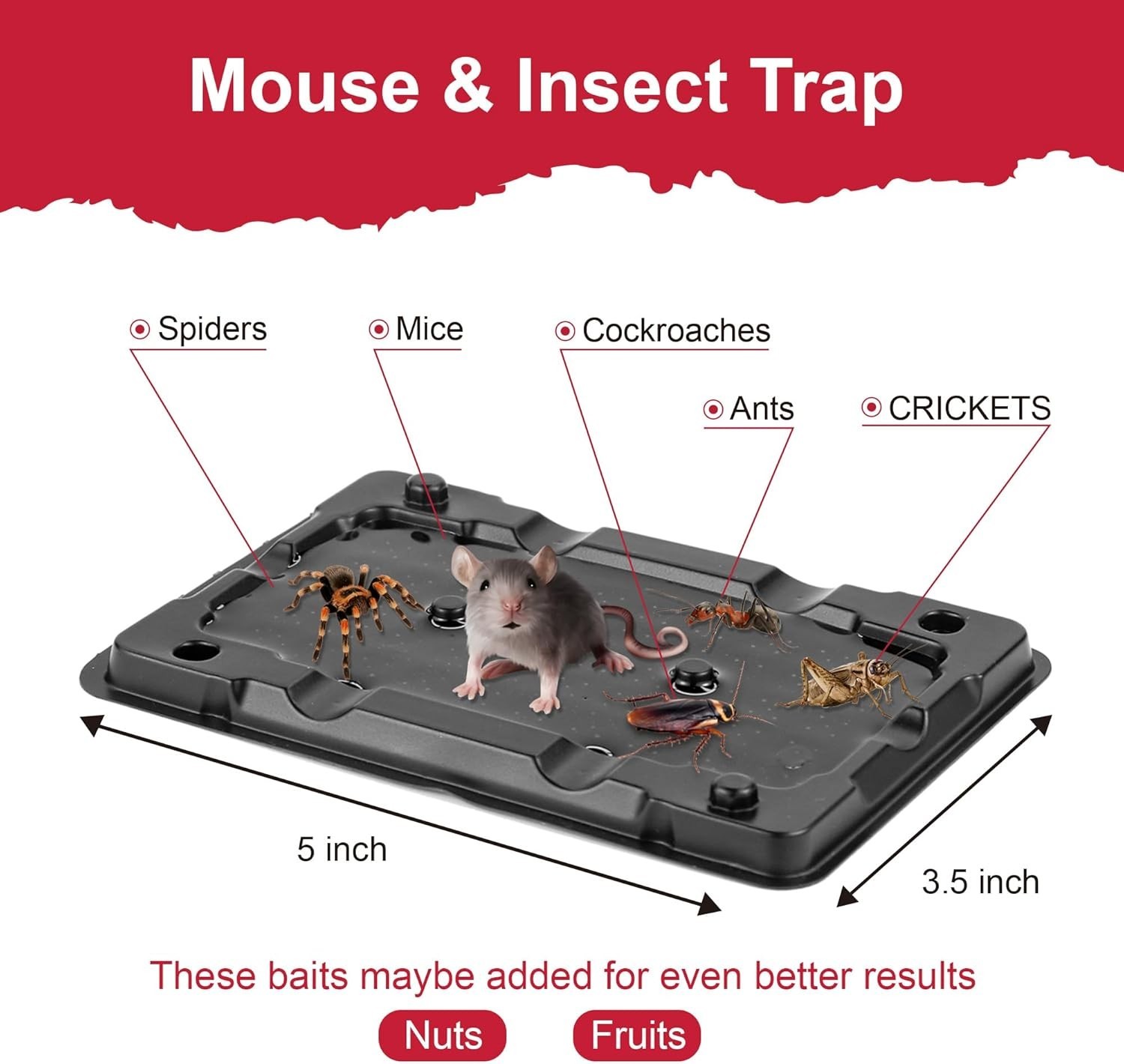 Mouse & Insect Traps 12 Pack, Heavier Sticky Traps with Non-Toxic Glue for Mice