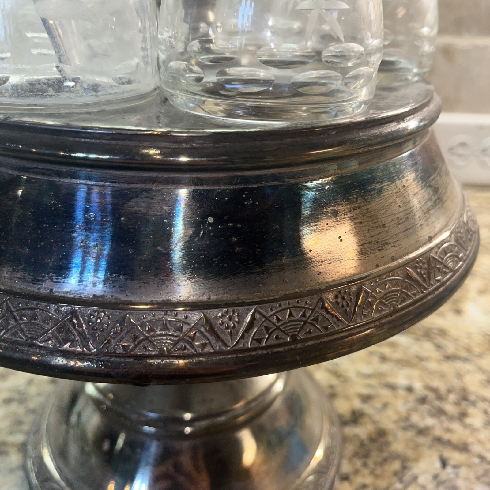 Antique Pairpoint Mfg. Co Glass Cruet Condiment - 7 pieces