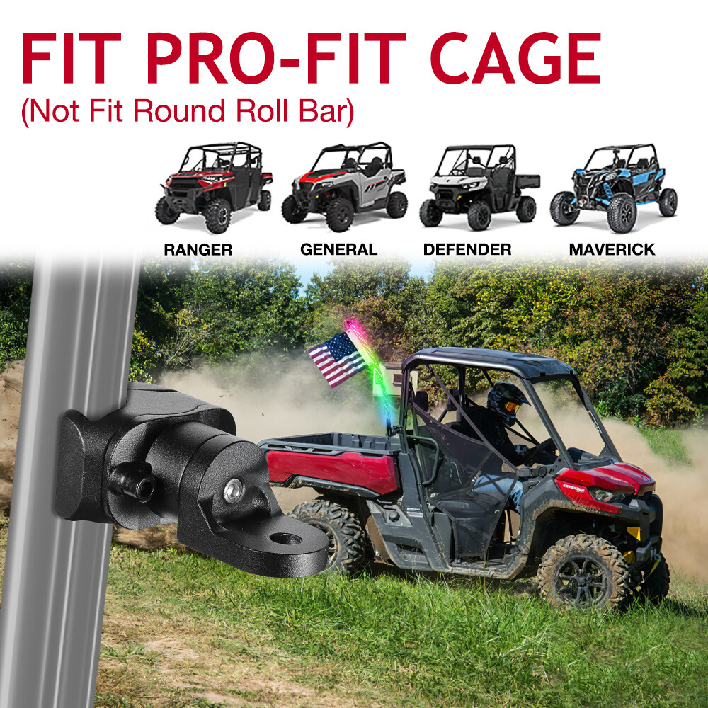 For CFMOTO UFORCE 600 1000 UTV LED Whip Light Mount Clamp Pro-fit Cage SXS CNC