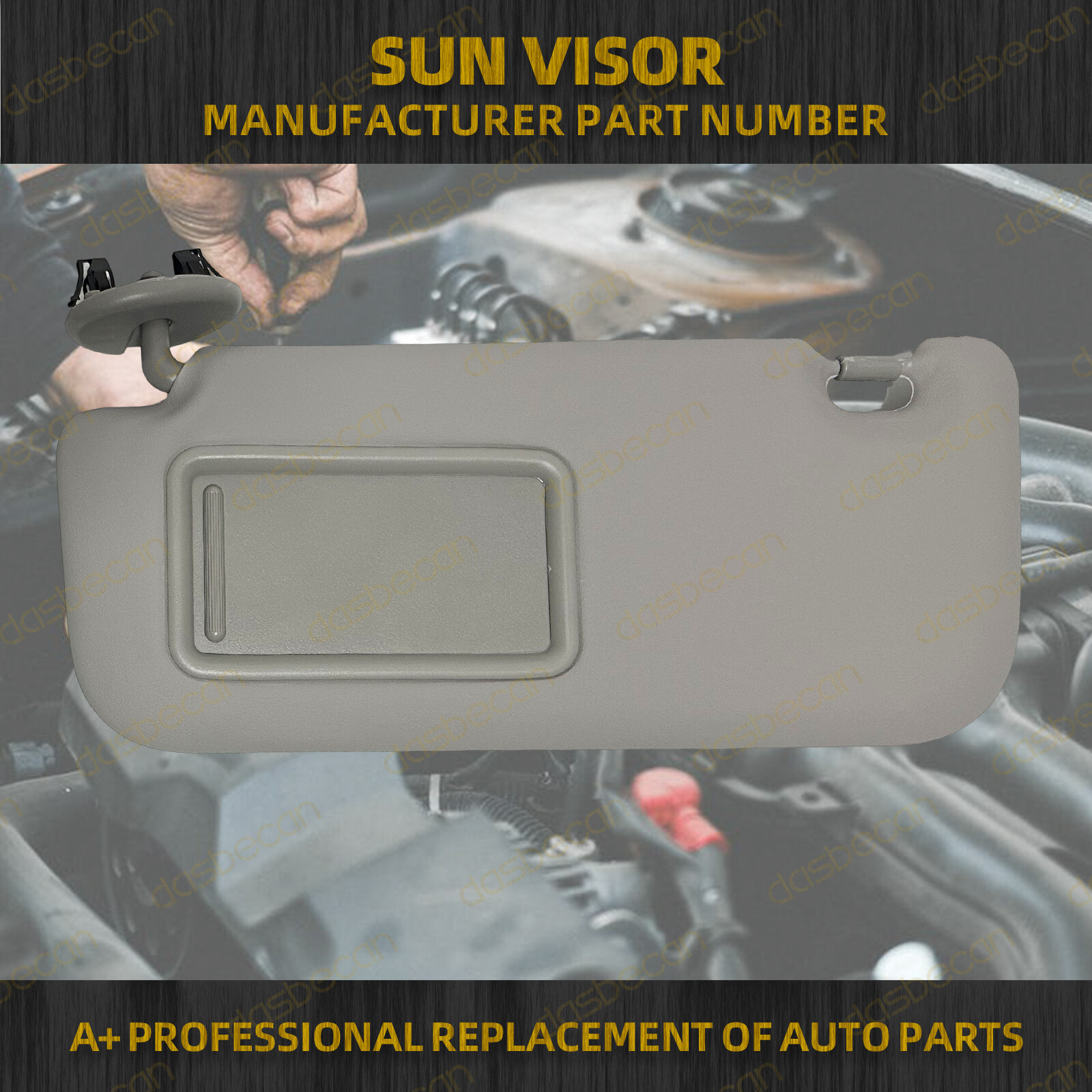 Gray Leather Sun Visor w/ Mirror Left Driver Side For Toyota Corolla 2009-2013