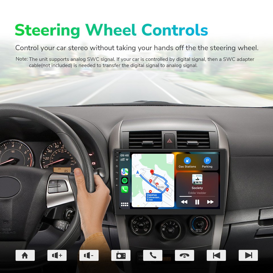 10.1" QLED Double DIN Head Unit Android Car Stereo Apple CarPlay GPS Navigation