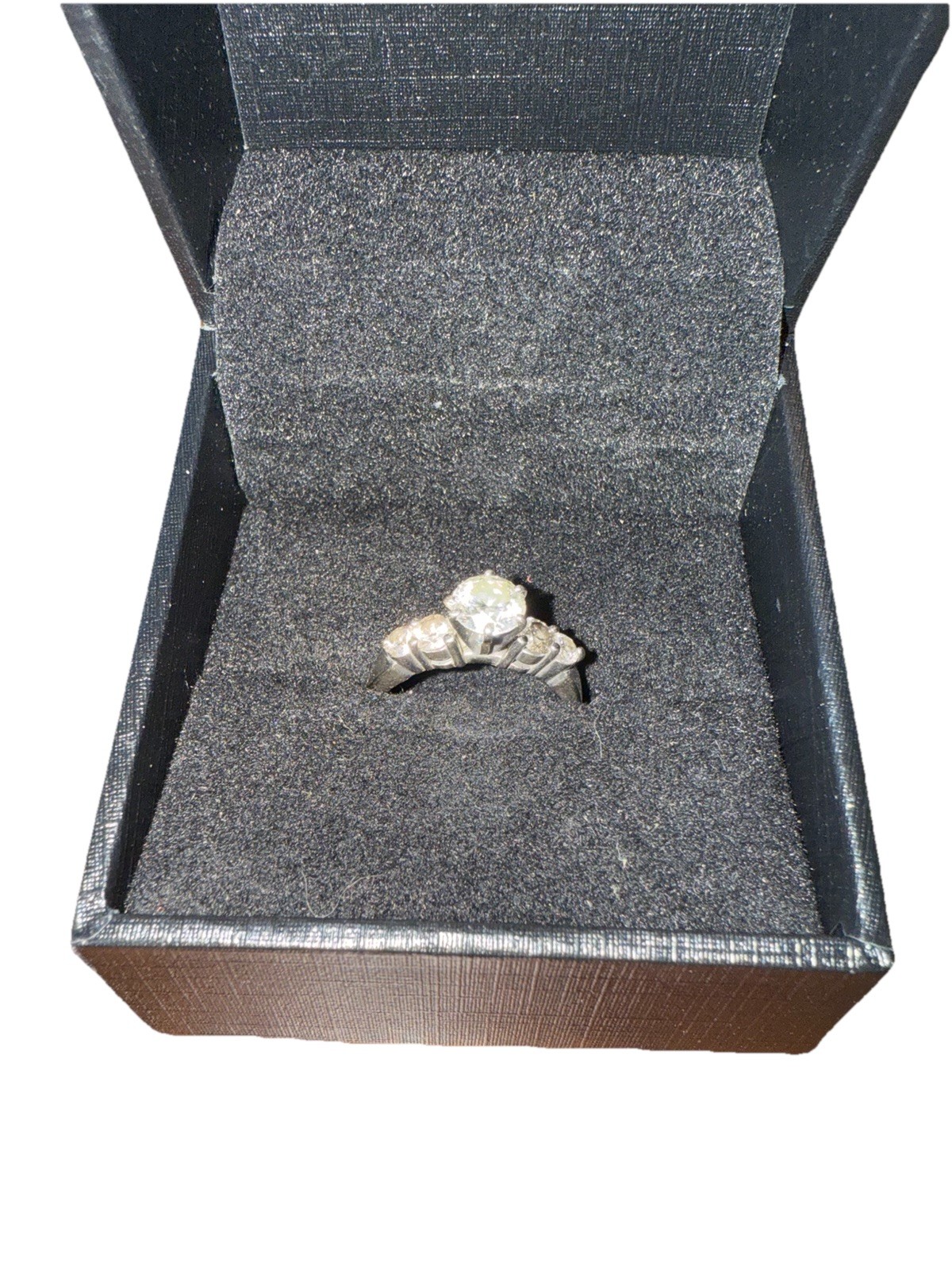White Gold Diamond Engagement Wedding Ring Set 0.90ct Round SI1 O-P UGS EGL- 7.5