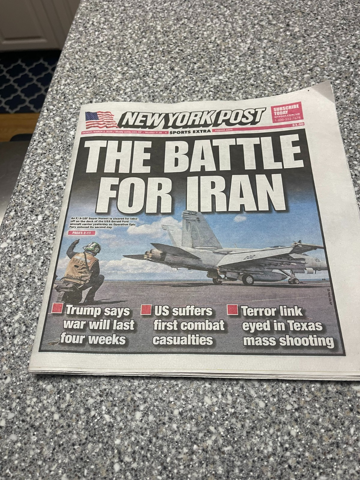 The New York Post Monday March 2 2026 THE BATTLE FOR IRAN