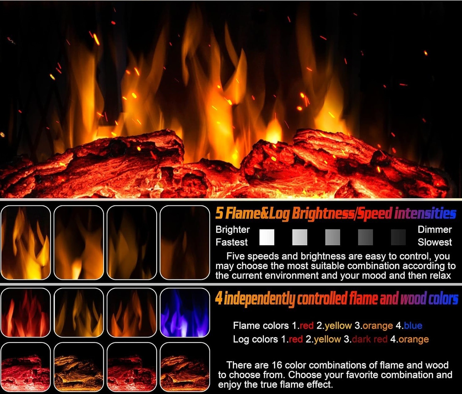 24Inch Electric Fireplace Stove, Free-Standing Infrared Fireplace Stove, Contro