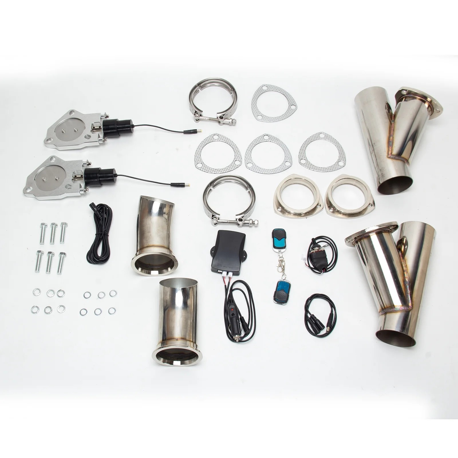 2.5" Electric Stainless Exhaust Valve Y Pipe Kit Remote Control Switch-2 PCS
