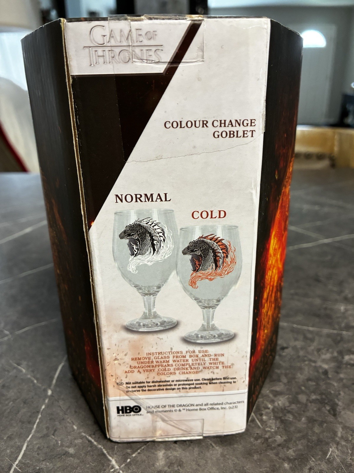 NIB Game of Thrones House of The Dragon Color Change Goblet Glass