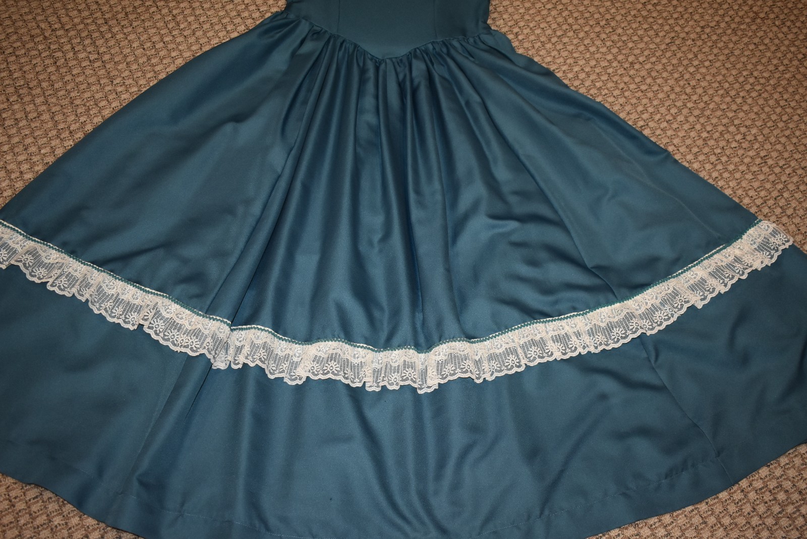 Victorian Civil War 19th Century Dress Peacock Blue Ball Gown - M/L