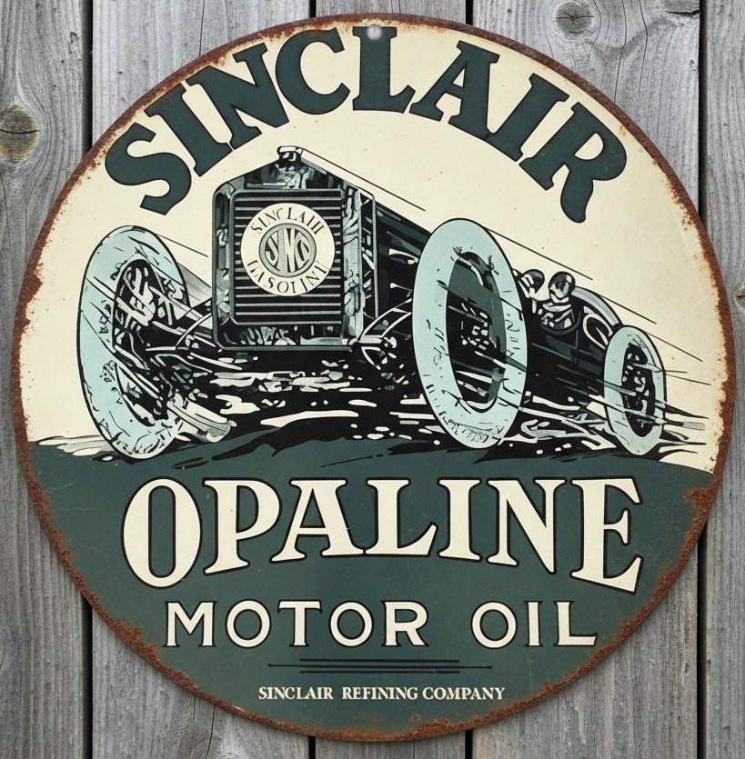 Sinclair Opaline Motor Oil 12" Diameter Vintage Novelty Metal Sign Made In USA