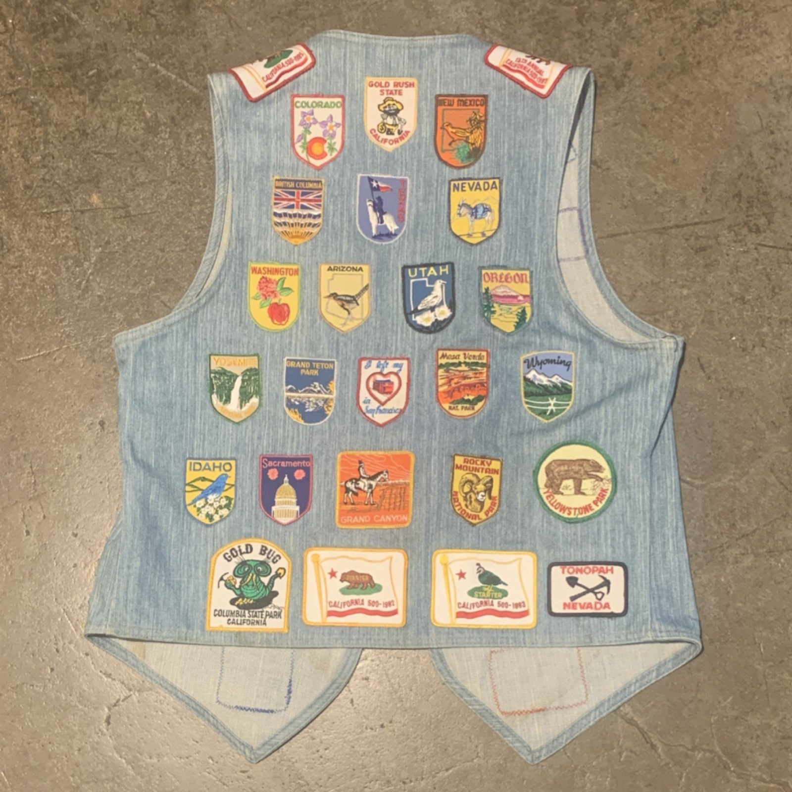 Levis vintage orange tab Large Denim Vest Motorcycle Patches California