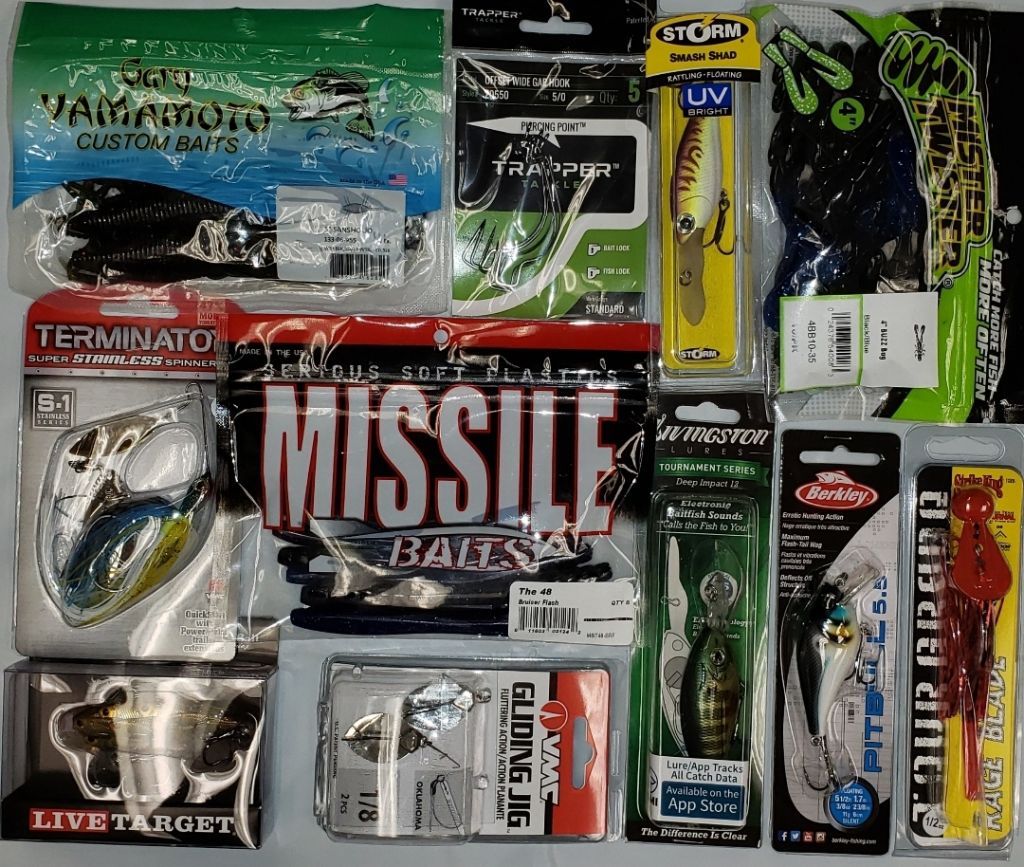 NEW Fishing Tackle Assortment Grab Box $50. Variety Lures, Soft Plastics, Hooks