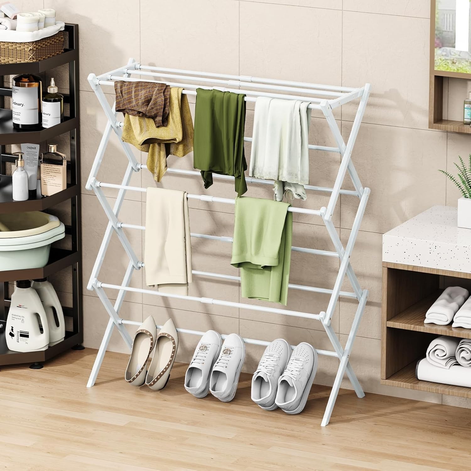 Deluxe Foldable 3-Tier Drying Rack - Portable & Anti-Rust Clothes Organizer
