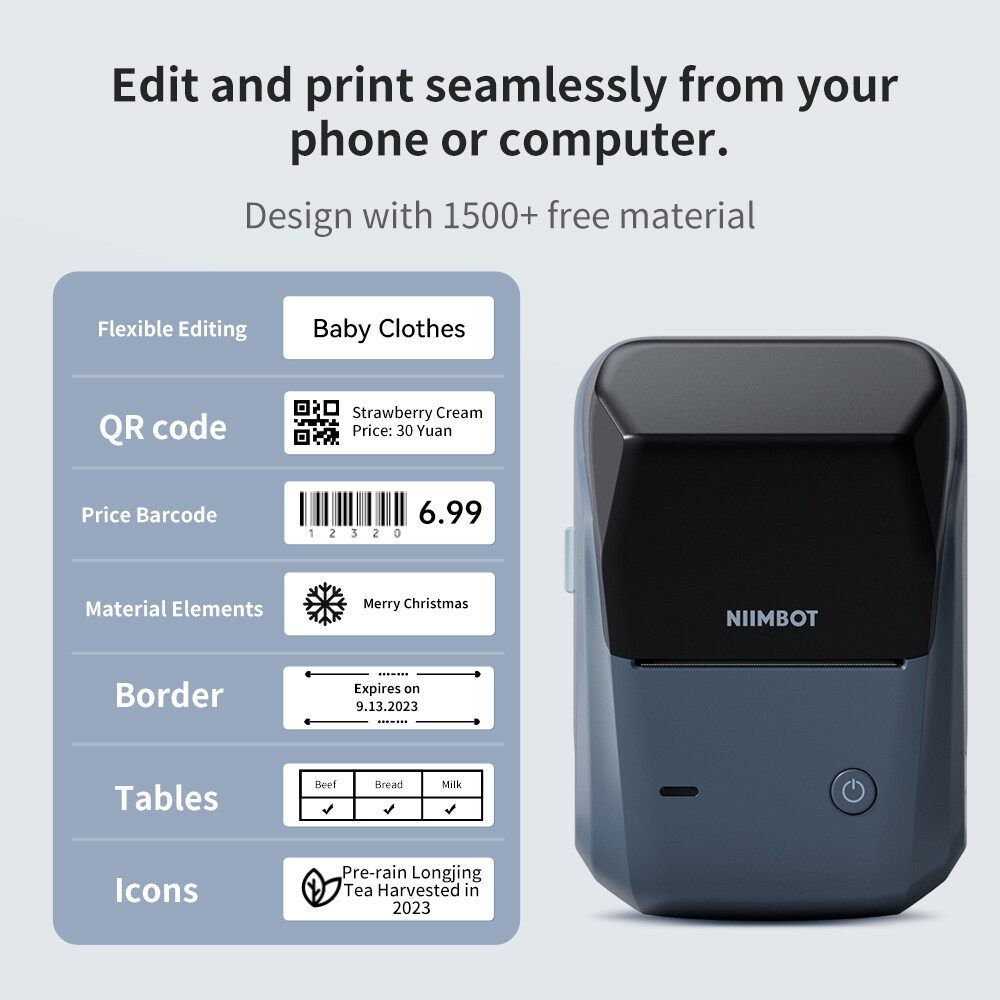 NIIMBOT B1 Label Maker Machine Thermal Bluetooth Label Barcode Printer