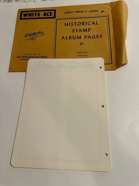 Historical stamp album pages topicals railroads
