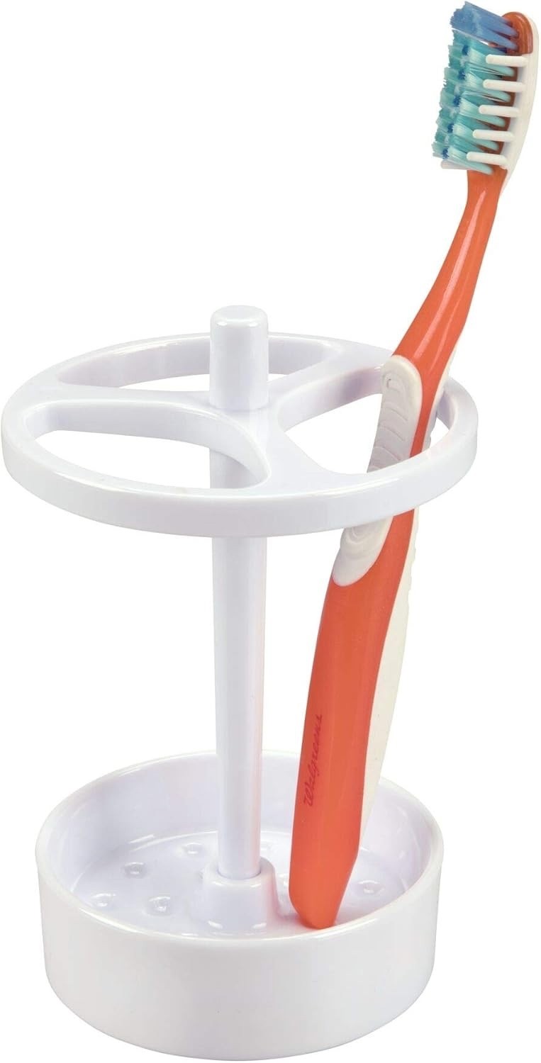 iDesign BPA-Free Plastic XL Toothbrush Stand, 3.75" x 3.75" x 5.75" - White